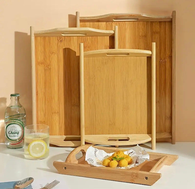 Set Of 3 Bamboo Wooden Tray, Serving Bamboo Tray, Premium Quality Wooden Bamboo Tray Set Of 3 Bamboo Wooden Tray, Serving Bamboo Tray, Premium Quality Wooden Bamboo Tray